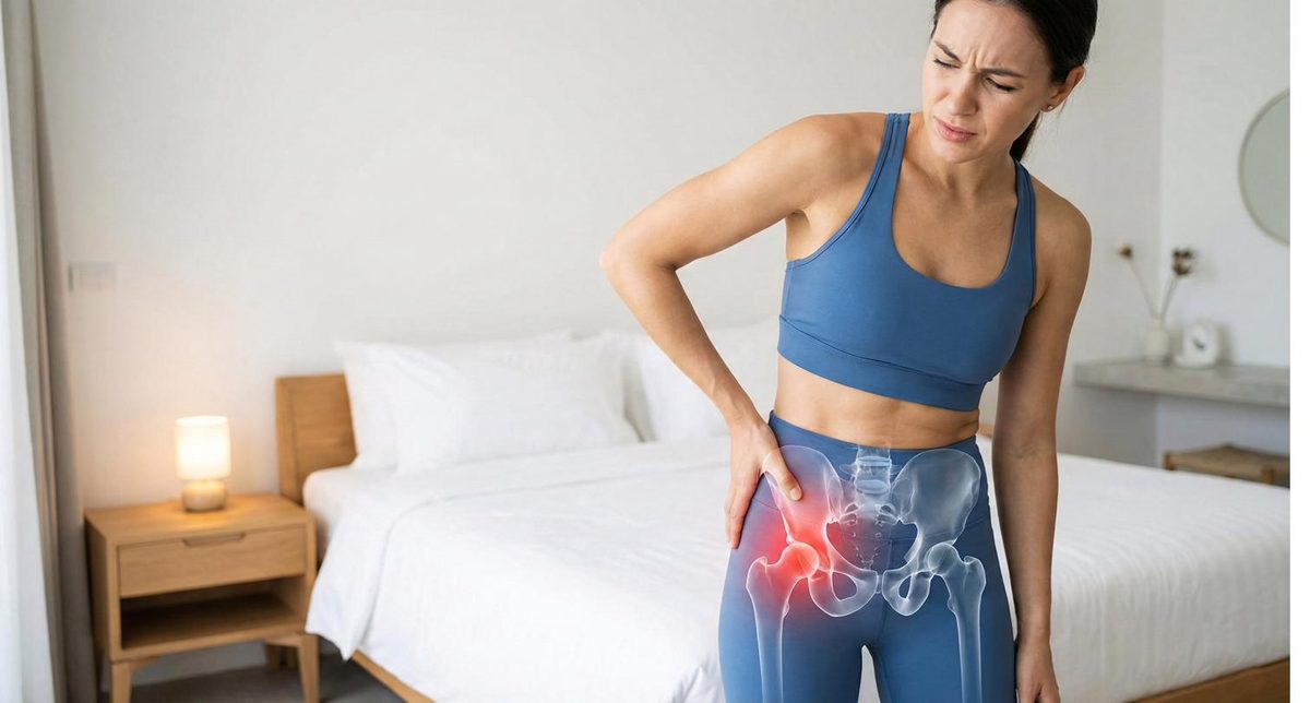 Woman holding her hip in pain — acupuncture for hip pain and hip osteoarthritis in Boca Raton, Ronen Rosenblatt Nir